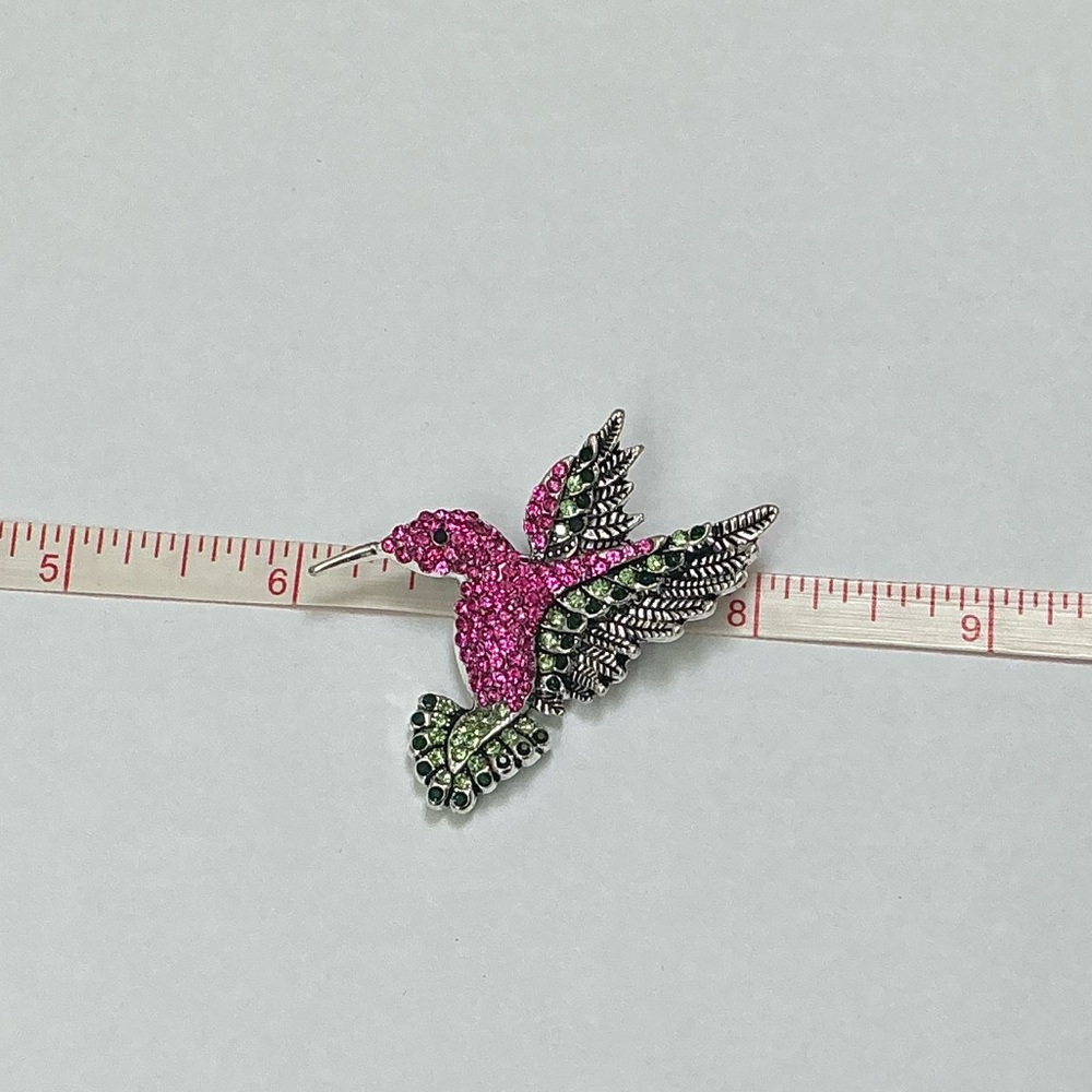 Pink and Green Hummingbird Brooch - Picture 6 of 6